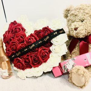 Heart Bouquet with Teddy combo - Image 2