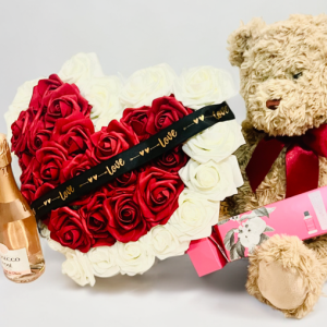 Heart Bouquet with Teddy combo