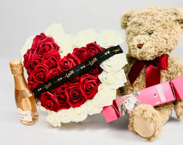 Heart Bouquet with Teddy combo